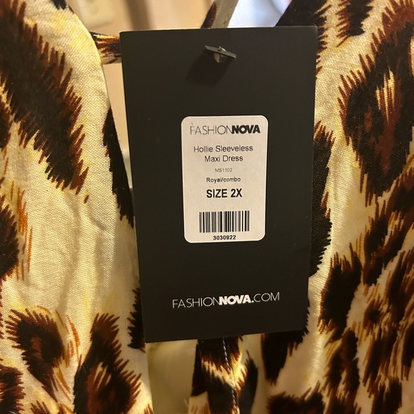 Brand new size 2X leopard print with blue bottom maxi dress - Picture 5 of 5